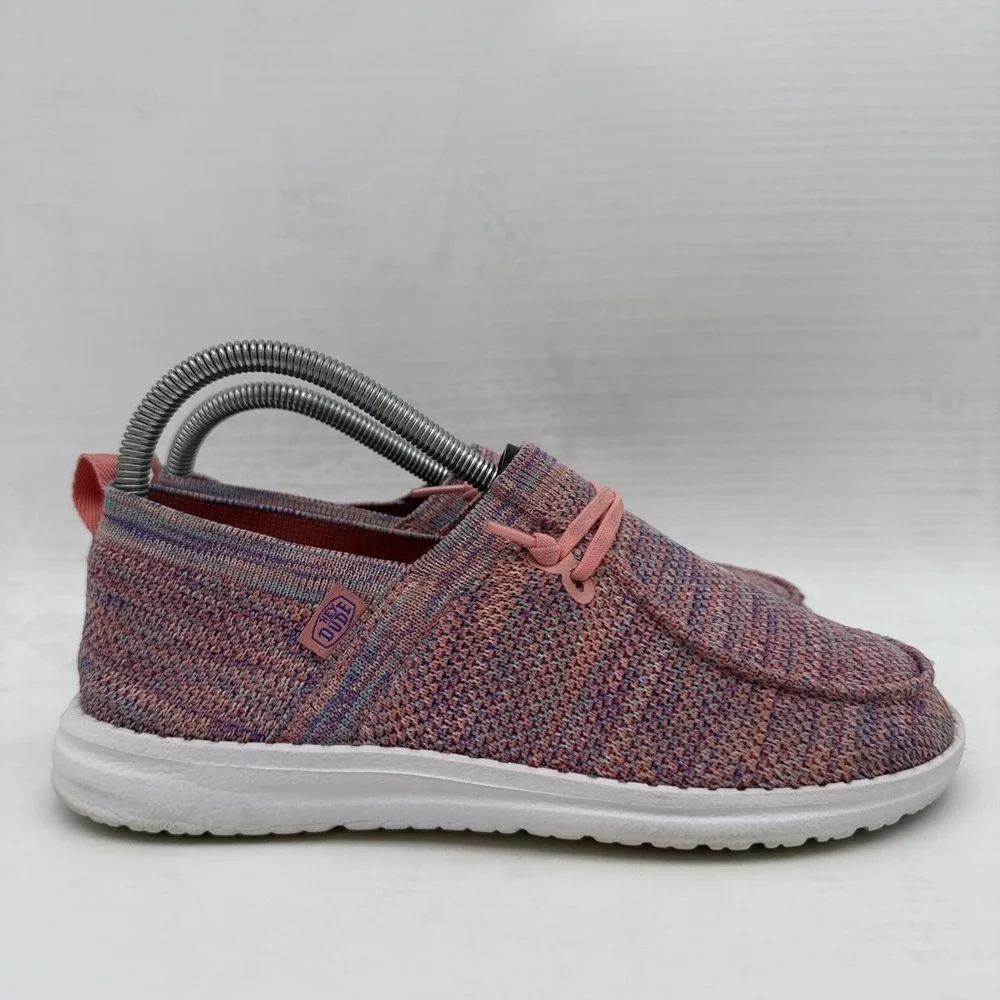 Hey Dude Wendy Halo Womens Size 7 Shoes Sunset Pink Multicolor Moc Toe Slip On